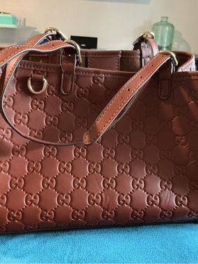 Gucci Inspired Embossed Tote Bag | Brown Faux Leather | Chic Everyday Carry